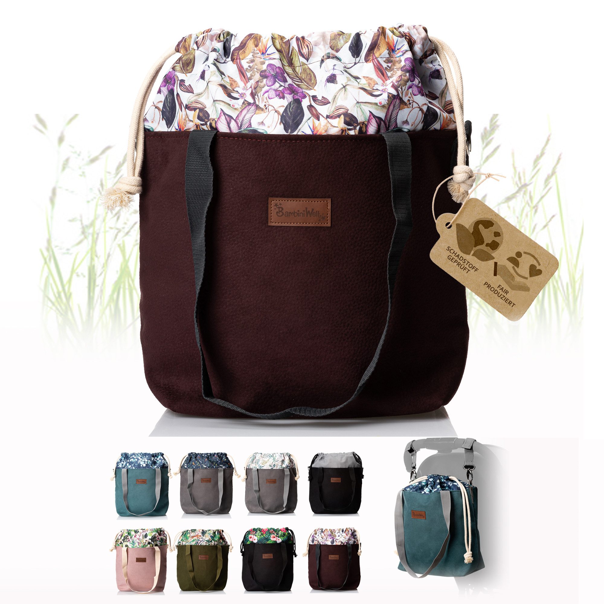 BambiniWelt by Rafael K. Wickeltasche Wickeltasche mit Schultergurt Kinderwagentasche aus Öko-Leder, hochwertiges Ökoleder
