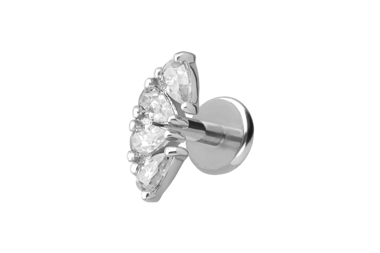 PIERCINGLINE Piercing-Set Titan Labret mit Innengewinde + 925er Silber Aufsatz MOISSANIT-BOGEN (Labrets, 1-tlg)
