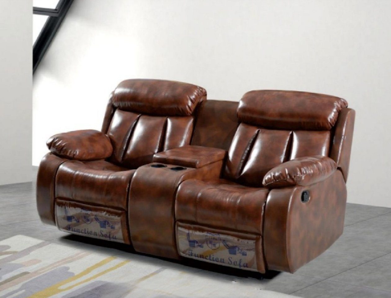 JVmoebel 2-Sitzer Braun Sofa 2 Sitzer Polster Designer Relax Funktion Wohnzimmer Neu, 1 Teile, mit Relaxfunktion
