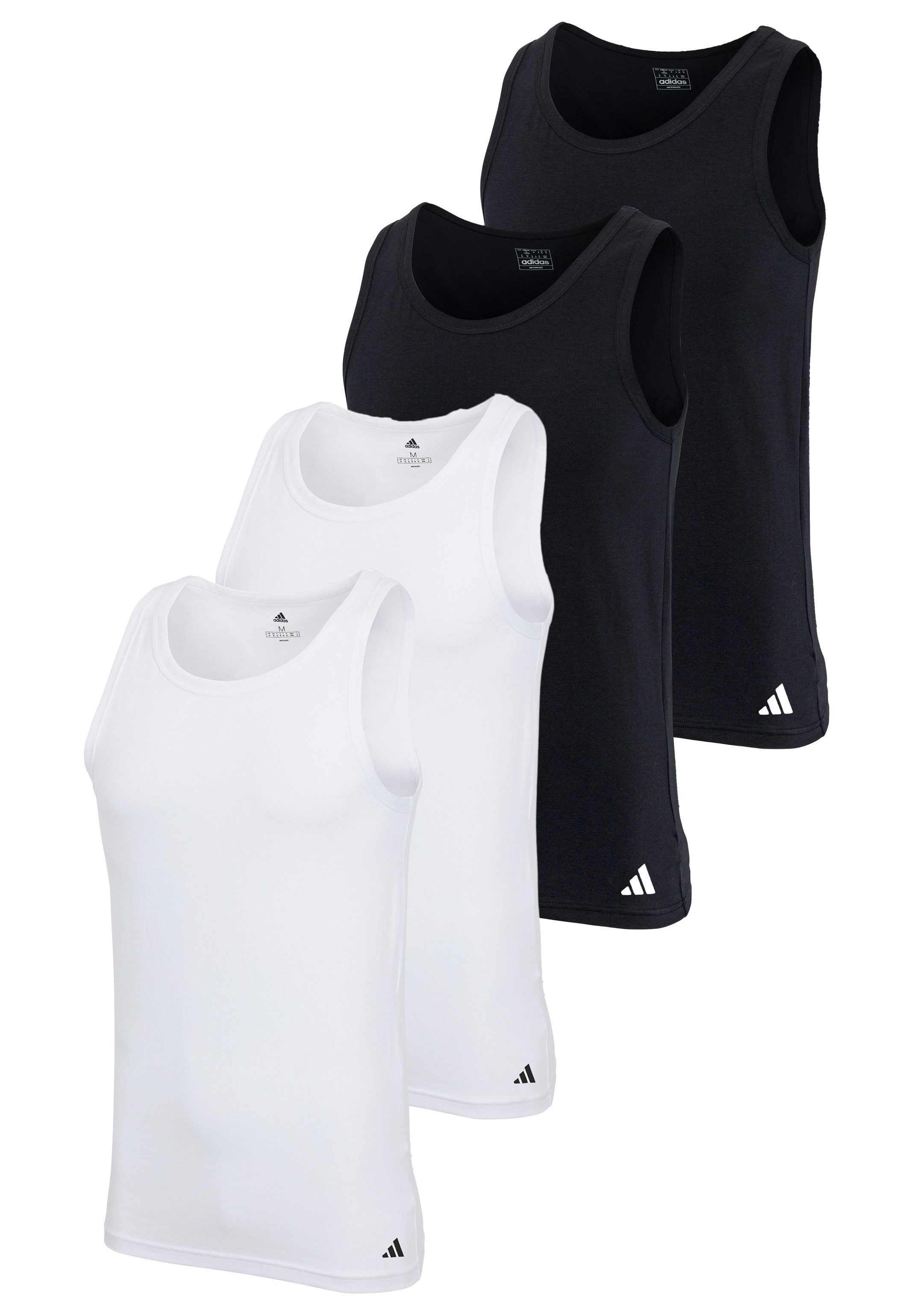 adidas Sportswear Unterhemd 4er Pack Active Flex Cotton (Spar-Set, 4-St) Unterhemd / Tanktop - Baumwolle - Atmungsaktiv - Lockere Passform