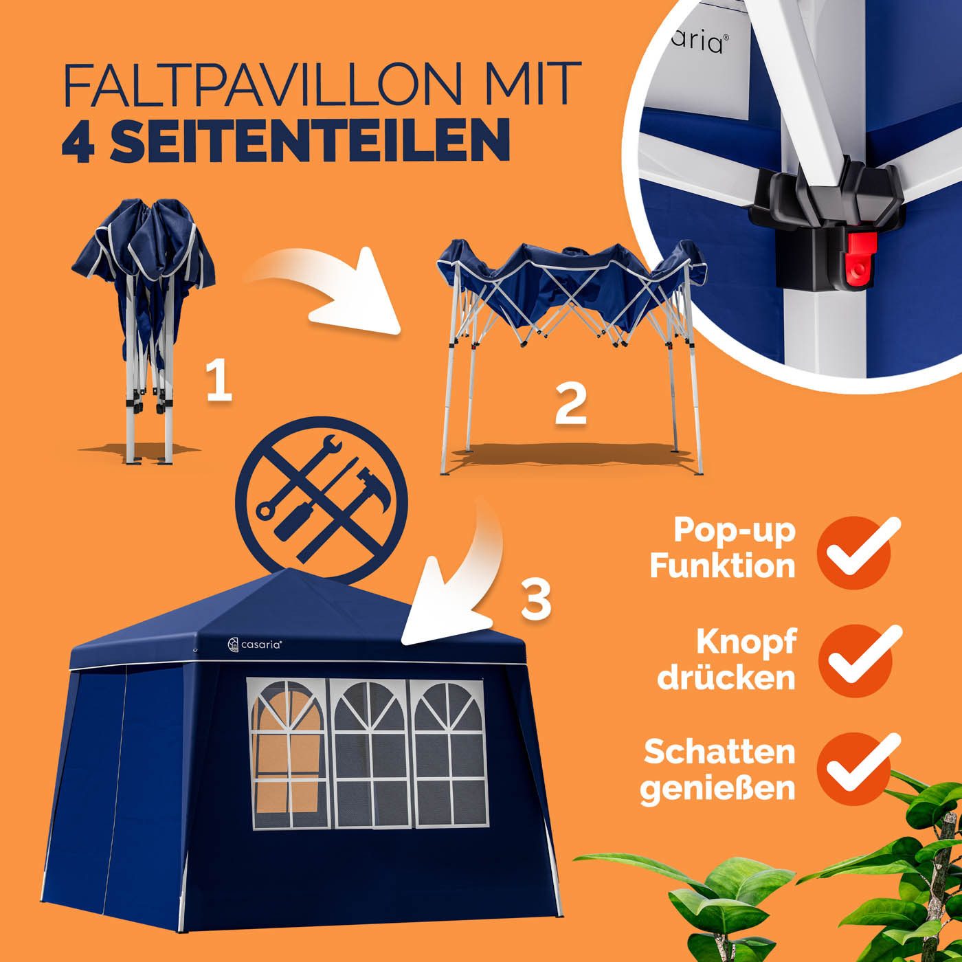 Casaria Pavillon, 300x300 cm Pavillon Set günstig online kaufen
