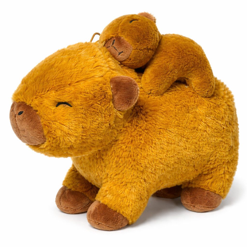 soma Kuscheltier Capybara Kuscheltier mit Baby 26 cm Plüschtier in drei Brauntönen (Set, 1-St., Geschenk-Set), Capybara Plüschtier mit Babyfigur auf dem Rücken in drei Farben