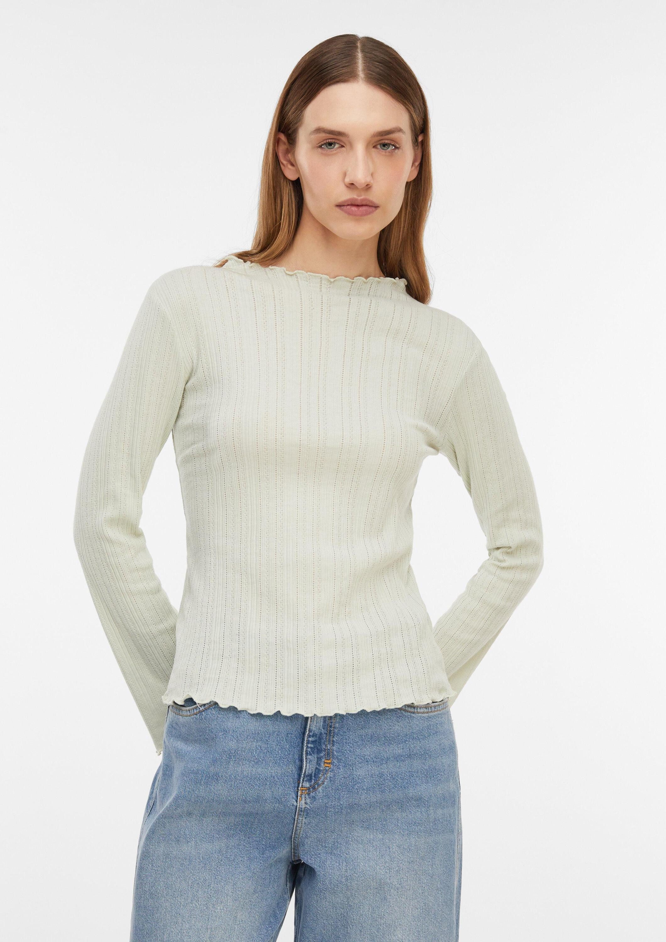 comma Langarmshirt T-Shirt Langarmshirt aus Ajoursjersey