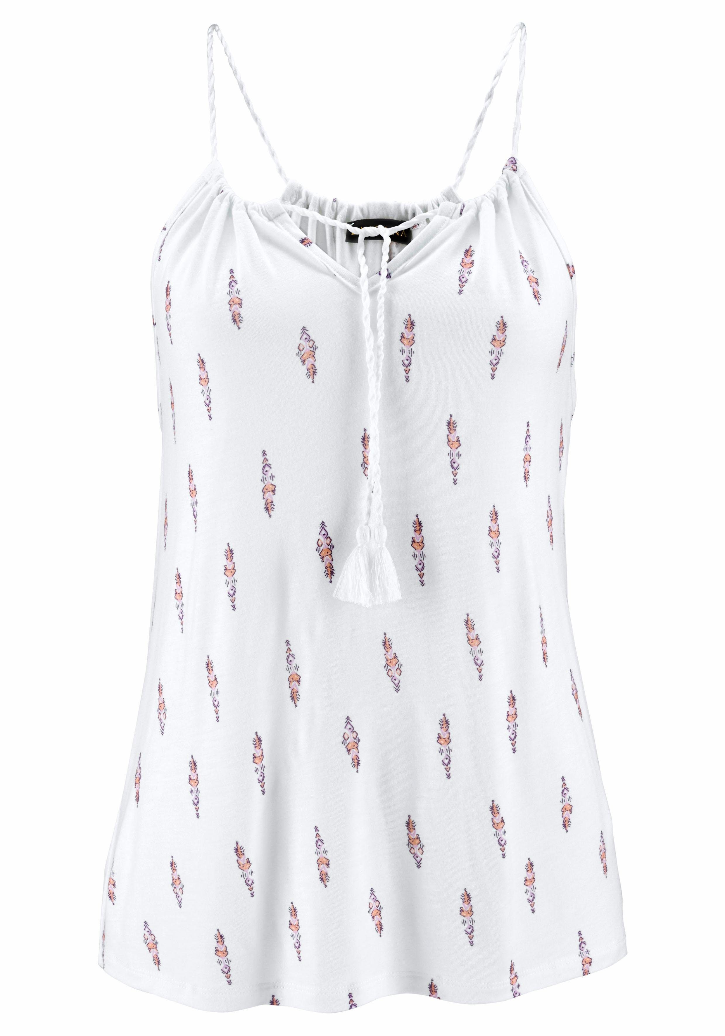 LASCANA Strandtop mit kleinem Ornamentdruck und Kordelträgern, Spaghettiträger, Damentop. € 29,99