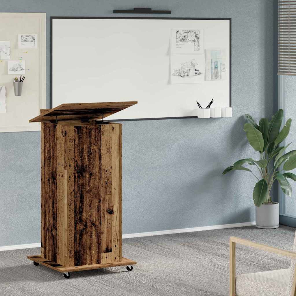 vidaXL Schreibtisch Podium Altholz Holzwerkstoff 55 x 55 x 107 cm (1-St)