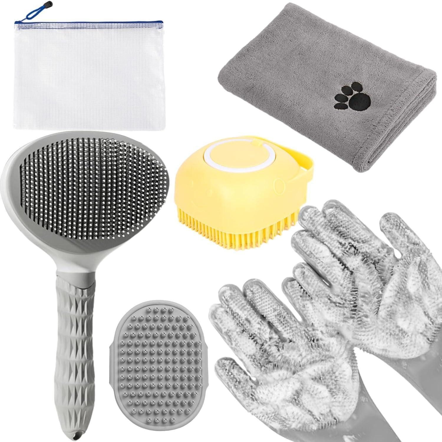 LuxusKollektion Putzzeug-Set Pflegeset Haustier Grau Set