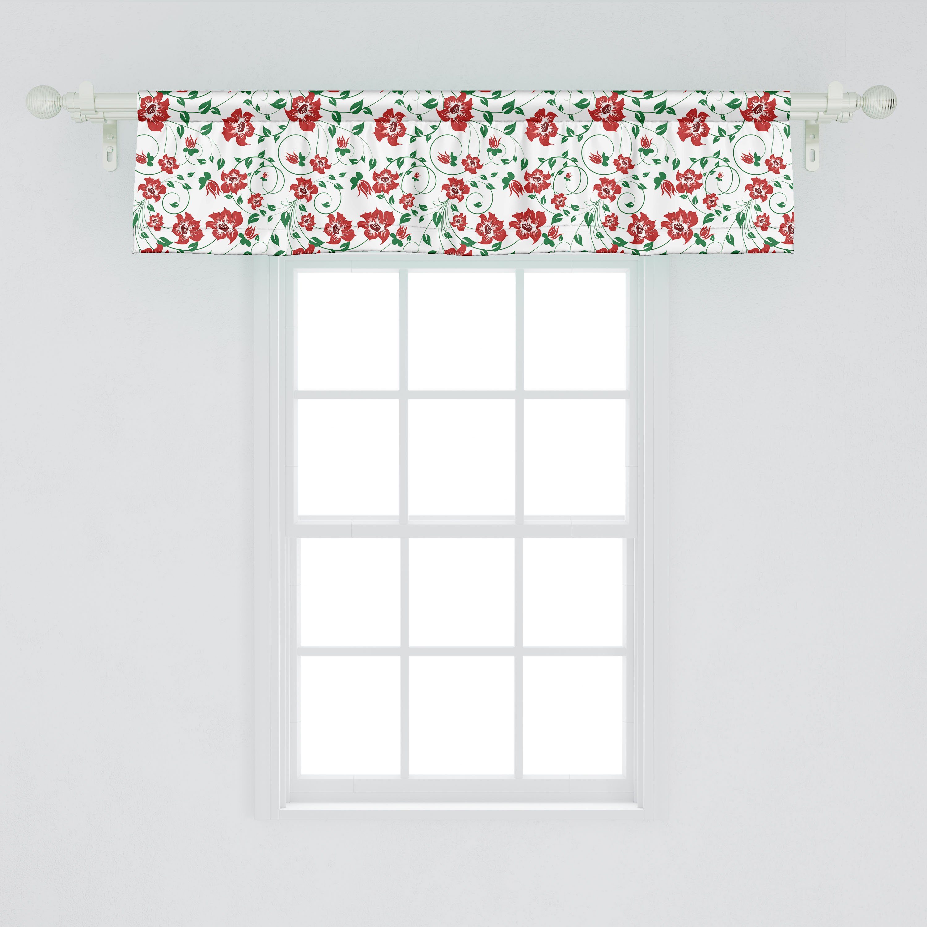 Scheibengardine Vorhang Volant Abakuhaus, Schlafzimmer Stangentasche, Dekor Blumenweinlese für Küche Art Microfaser, mit Blumen-böhmische