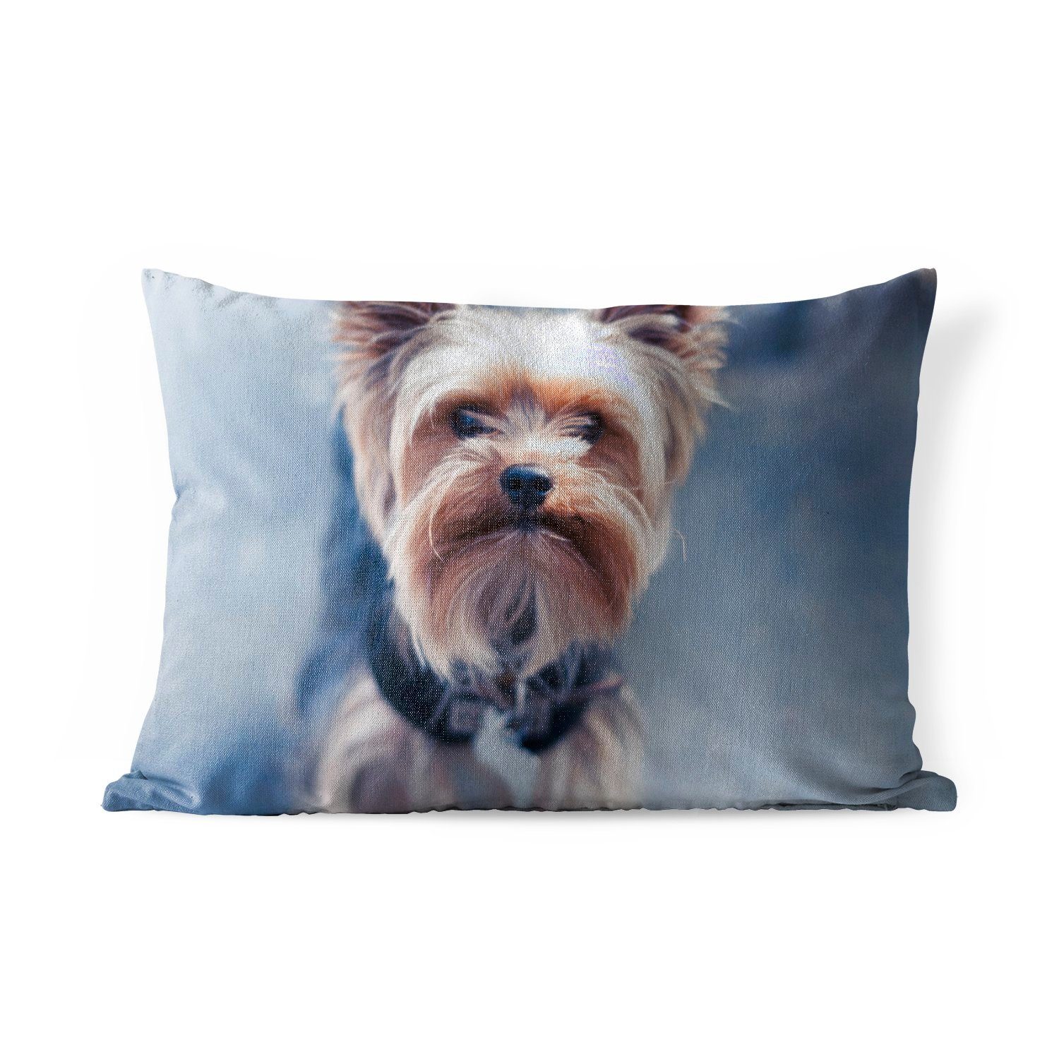 MuchoWow Dekokissen Nahaufnahme eines Yorkshire Terriers, Outdoor-Dekorationskissen, Polyester, Dekokissenbezug, Kissenhülle