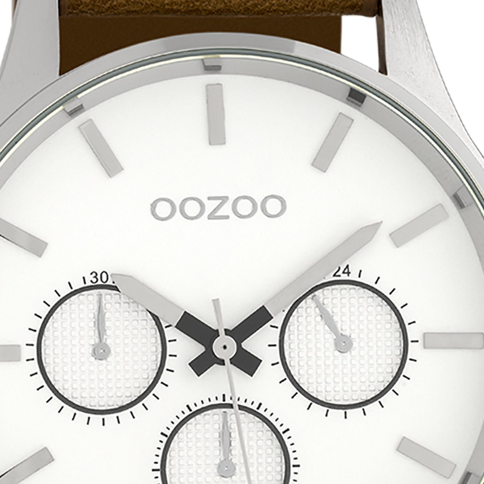 OOZOO Quarzuhr Fashion-Style, Oozoo extra groß Herrenuhr (ca. Lederarmband, Timepieces Analog, Indizes: 48mm) rund, Armbanduhr stripes Herren