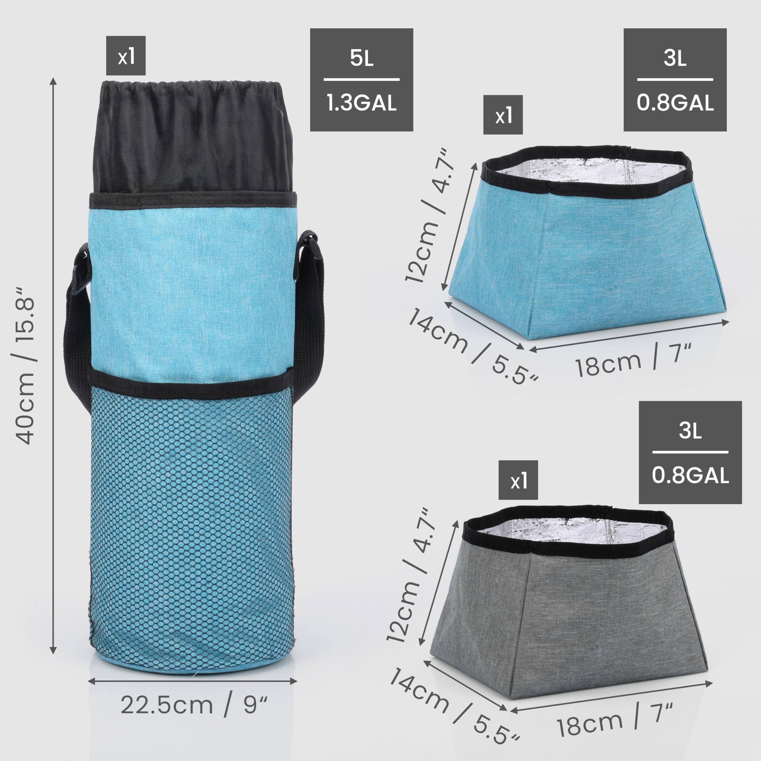 Belle Vous Tiertransporttasche BELLE VOUS Hundefutter-Reisetasche mit Fressnapf und Trinknapf