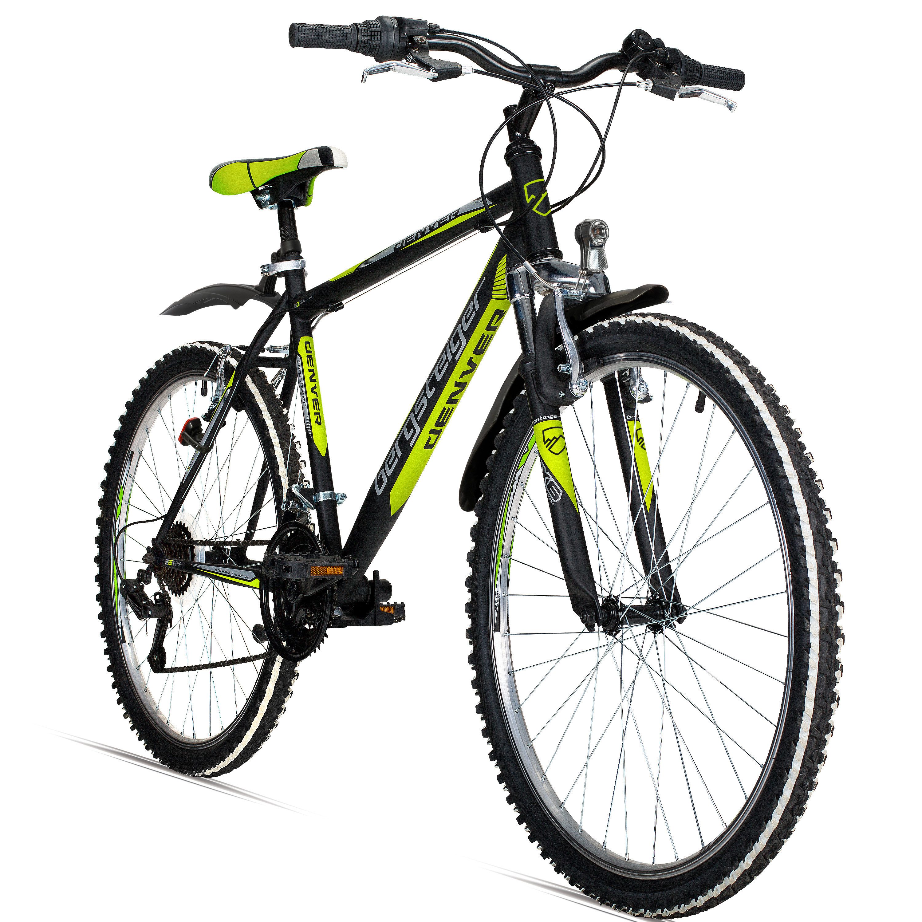bergsteiger Mountainbike Denver 26 Zoll Mountainbike, geeignet ab 155 cm, 18 Gang Shimano Tourney RD-TZ50 Schaltwerk, Kettenschaltung