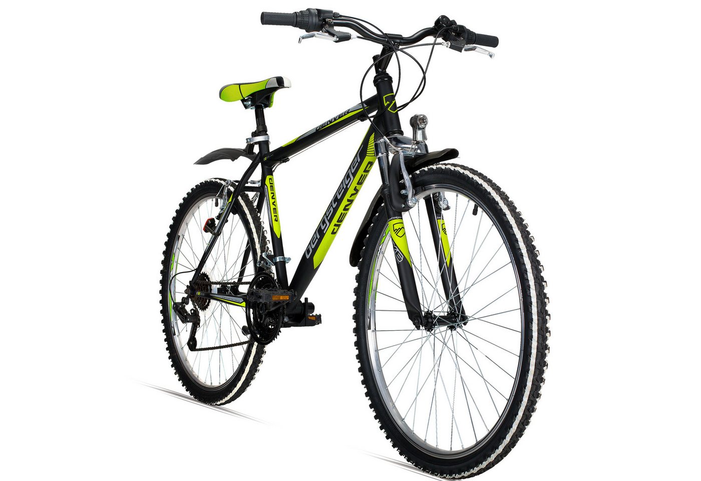 bergsteiger Mountainbike Denver 26 Zoll Mountainbike, geeignet ab 155 cm, 18 Gang Shimano Tourney RD-TZ50 Schaltwerk, Kettenschaltung