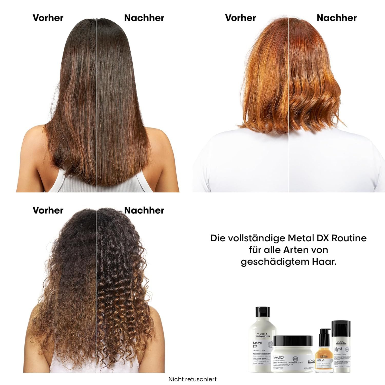 L'ORÉAL PROFESSIONNEL PARIS Haarmaske für langanhaltende Farben, weniger Haarbruch und mehr Glanz, für alle Haartypen, Serie Expert, Metal DX Maske
