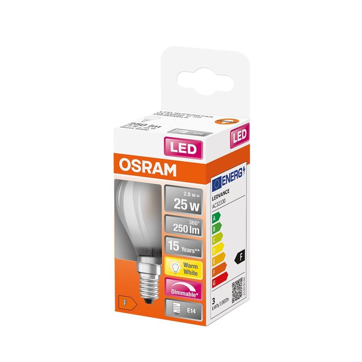 White, 2,8 E14, Osram P LED-Leuchtmittel W Warm dimmbar, Retrofit Classic