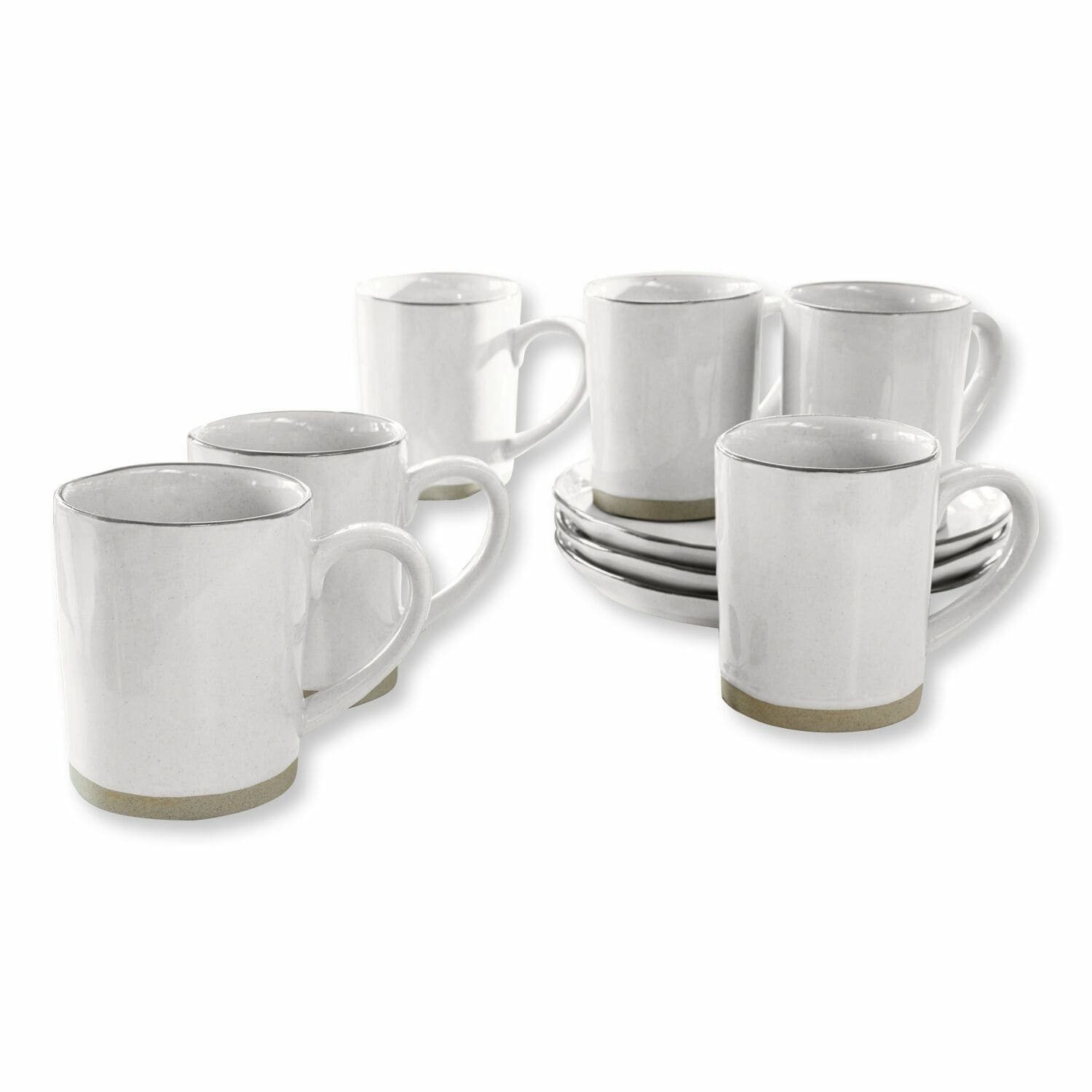 Mirabeau Geschirr-Set Tasse 6er Set Biarré weiß, Steinzeug, Robustes Steinzeug, Handgefertigt & glasiert, Unebenmäßiges Design. € 38,95