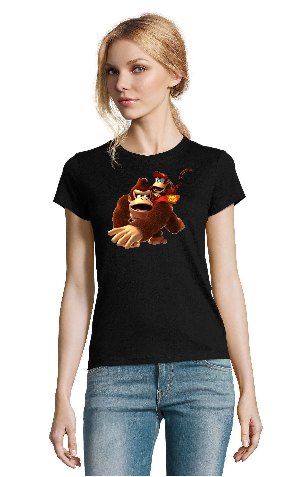 T-Shirt Damen Donkey Diddy Kong Spiele Konsole Nerd Super Retro