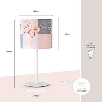 Paco Home Tischleuchte Cosmo 220, ohne Leuchtmittel, Lampe Kinderzimmer Nacht âˆ…18cm Schmetterling Blumen Höhe 36,5cm E14