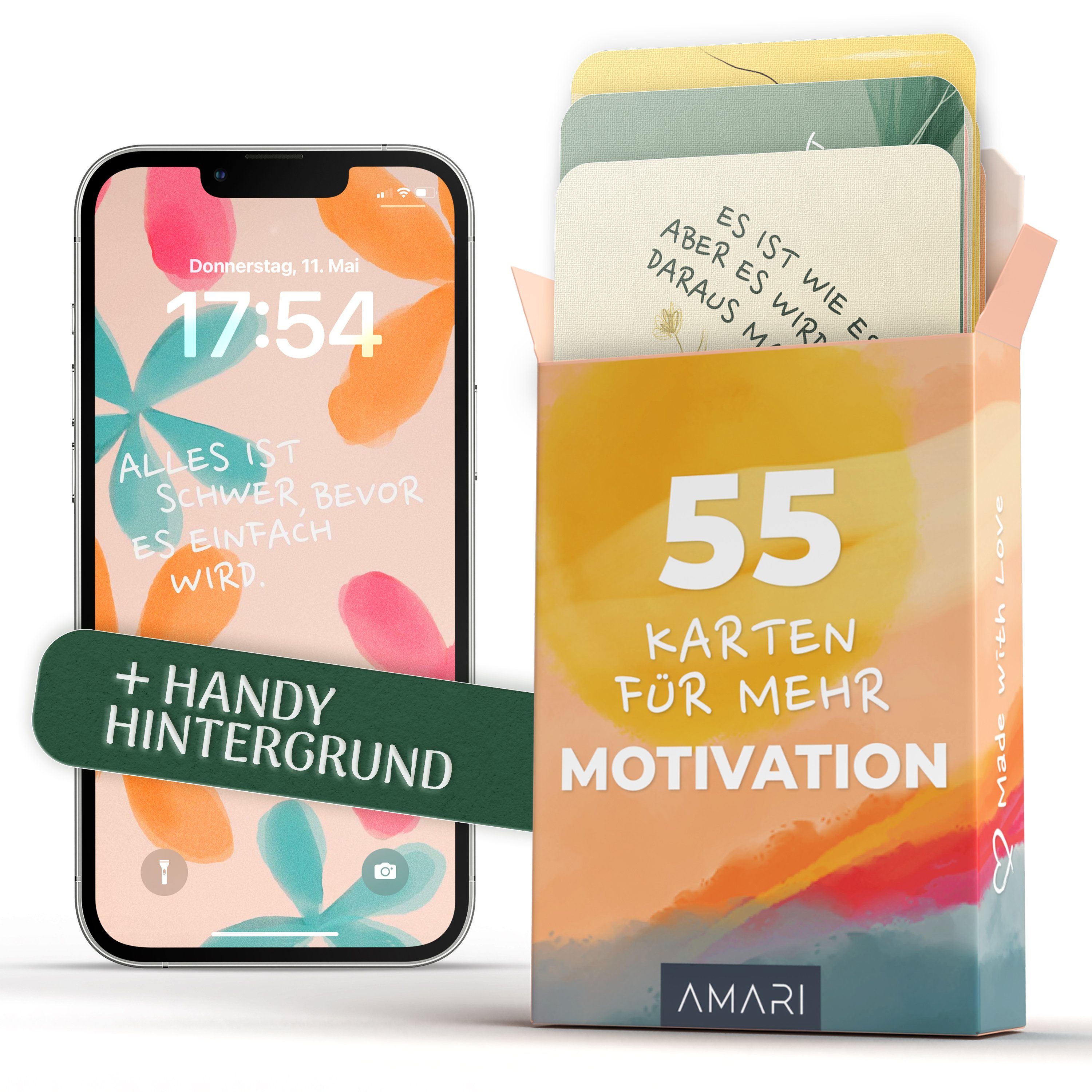 Amari Grußkarten AMARI ® - 55 mit Sprüchen Motivationskarten Achtsamkeitskarten