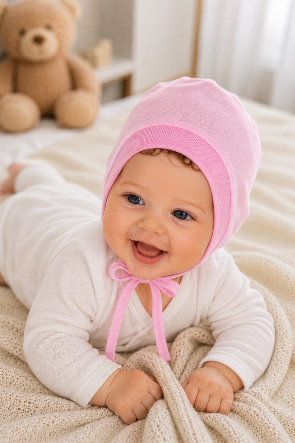 La Bortini Erstlingsmütze Baby Mützchen Mütze Haube für Neugeborene neutral aus reiner Baumwolle, 32 33 34 35 36 37 38 39 40
