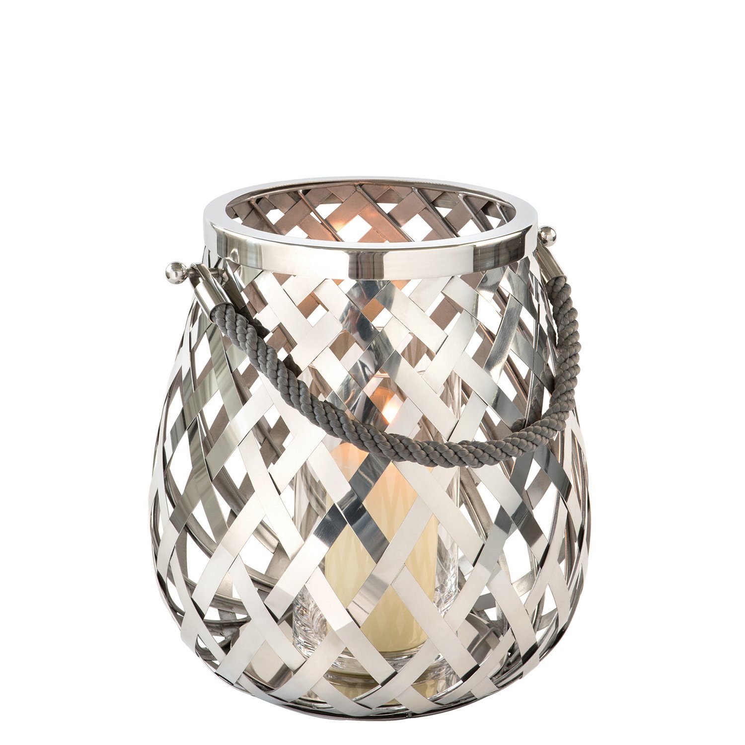 Fink Windlicht OTIS Windlicht - H.33cm x D.33cm - silberfarben - Edelstahl /Glas (1x Windlicht, 1 St., Kerzenleuchter - Windlichthalter), Eleganter Kerzenhalter Leuchter - Deko für stilvolle Atmosphäre