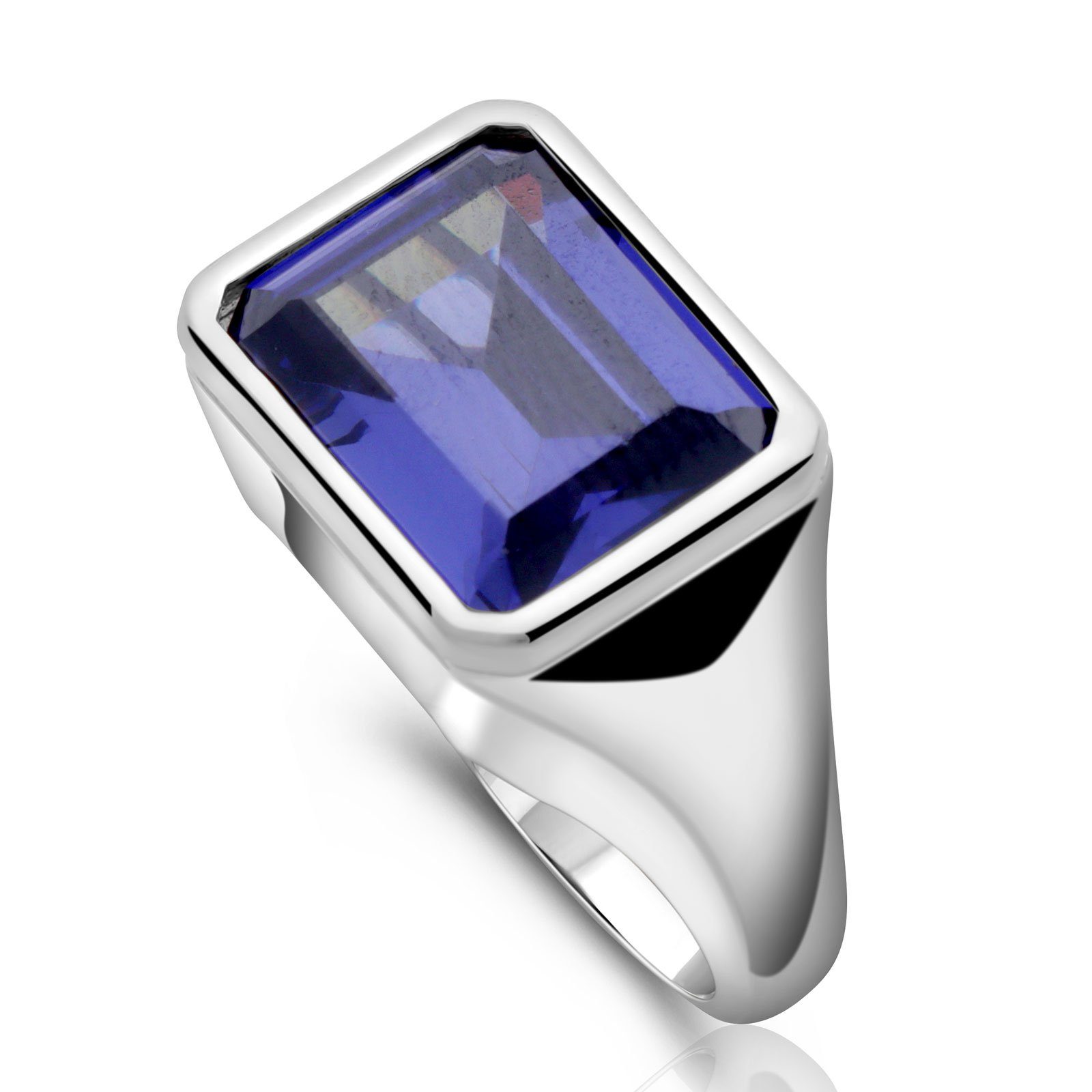 Silber Herren in Zirkonia für Fein Tony Silberring Ring Blau, 925 Italy und Damen Made