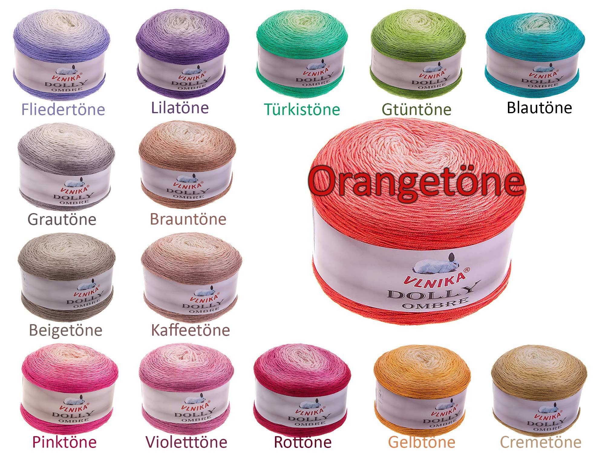 VLNIKA 2 x 250g Dolly Ombre Farbverlaufsgarn Bobbel Strickgarn Häkelwolle Häkelwolle, 875 m (2 Knäuel je 250g), Beigetöne