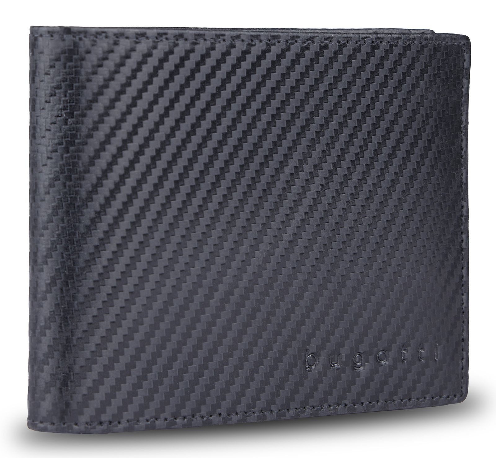 bugatti Geldbörse RFID Wallet With Flap Carbon, aus echtem Rindsleder mit RFID-Blocker Schutz