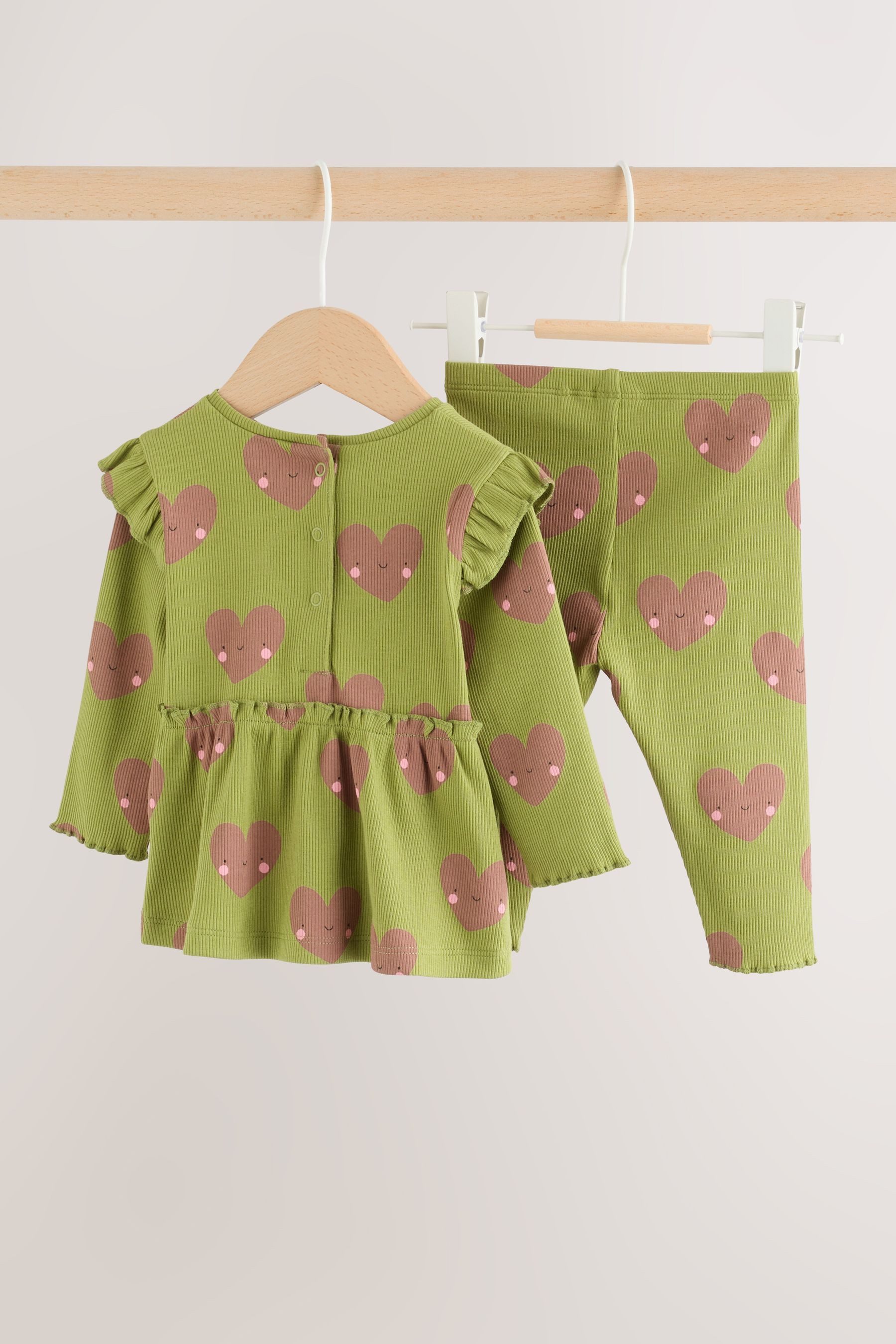 Next Langarmshirt & Leggings Baby Langarmoberteil mit Rüschen und Leggings (2-tlg) – Bild 2 von 5