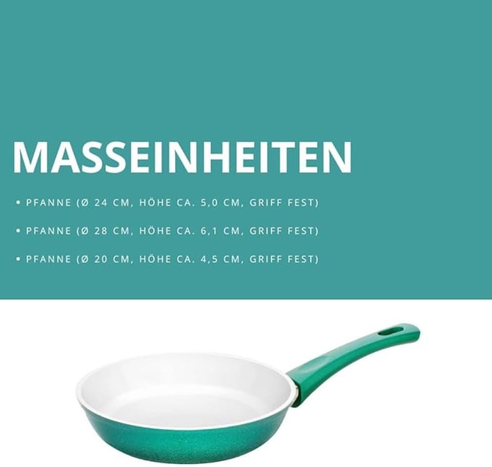 Genius Bratpfanne Cerafit Fusion Induktion Keramik Pfannen, Edelstahl (Set, 3 Bratpfannen Ø 28 cm 24cm 20 cm), Antihaft Beschichtung kratzfest Lotus Effekt – Bild 4 von 4