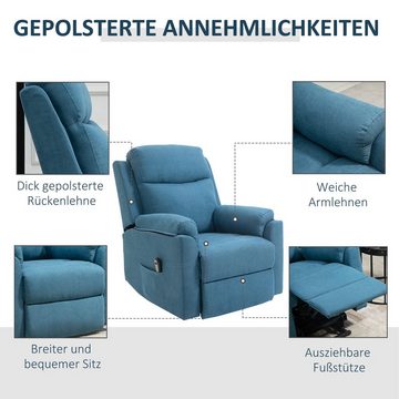 HOMCOM Massagesessel TV-Sessel mit Schlaffunktion, Liegefunktion (Fernsehsessel, 1-St., Aufstehesessel), für Wohnbereich, Blau