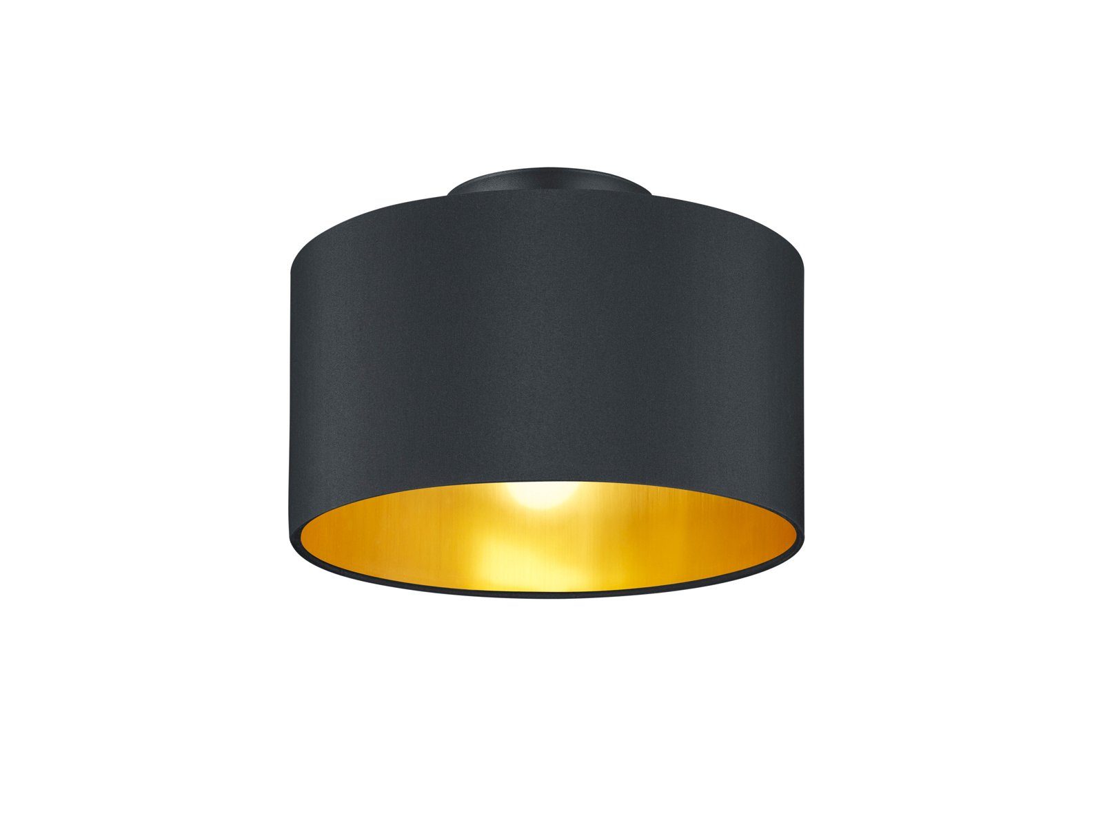 TRIO Leuchten LED Deckenleuchte, Dimmfunktion, LED wechselbar, Warmweiß, Design-klassiker Lampe Treppenhaus Stoff Lampen-schirm Schwarz Gold
