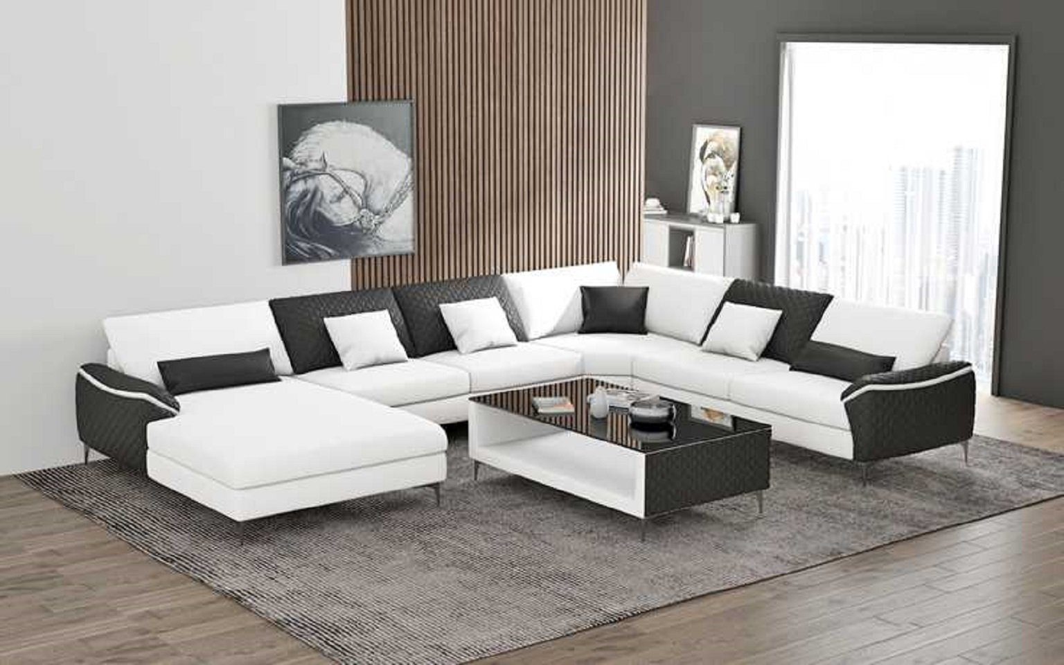 JVmoebel Ecksofa Modern Wohnlandschaft Couchen Ecksofa U Form Sofa Groß Neu, 4 Teile, Made in Europe Weiß