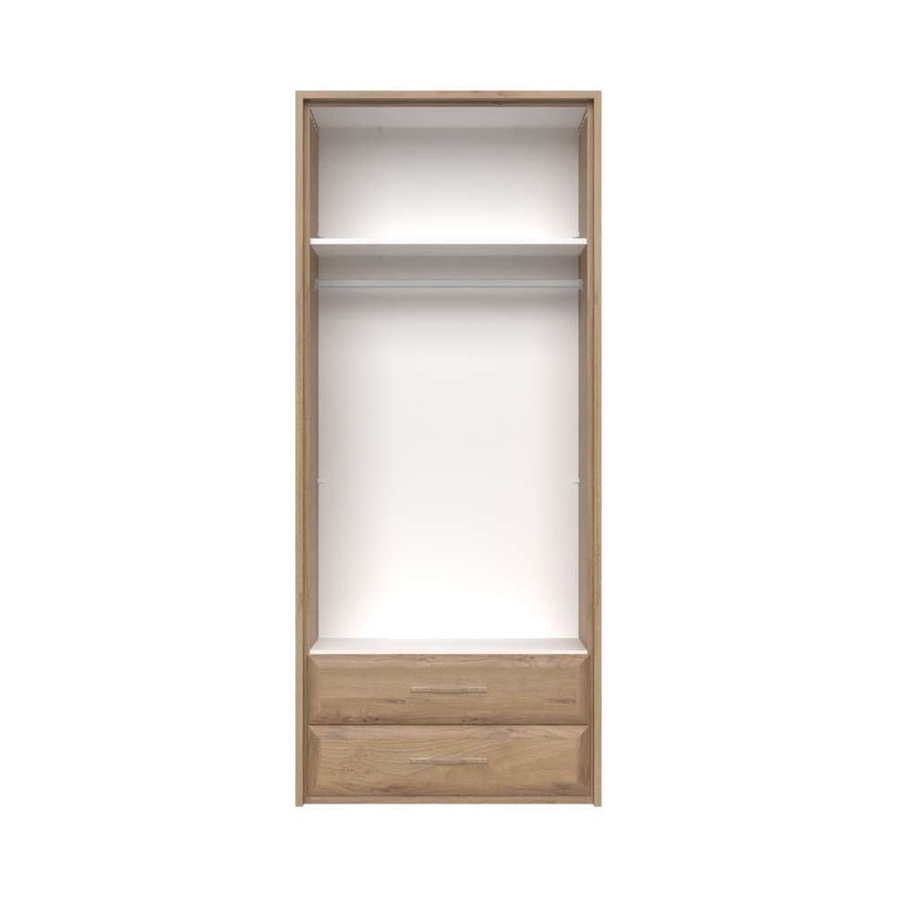 OTTO home Kleiderschrank Gala, beige hochglänzend UV lackiert, kratzfest, FSC-zertifiziert (abgerundete Schubladen aus MDF im Holzdekor, soft-close) mit Beleuchtung und Passpartourahmen, hoher Schrank (224cm), 2 Breiten