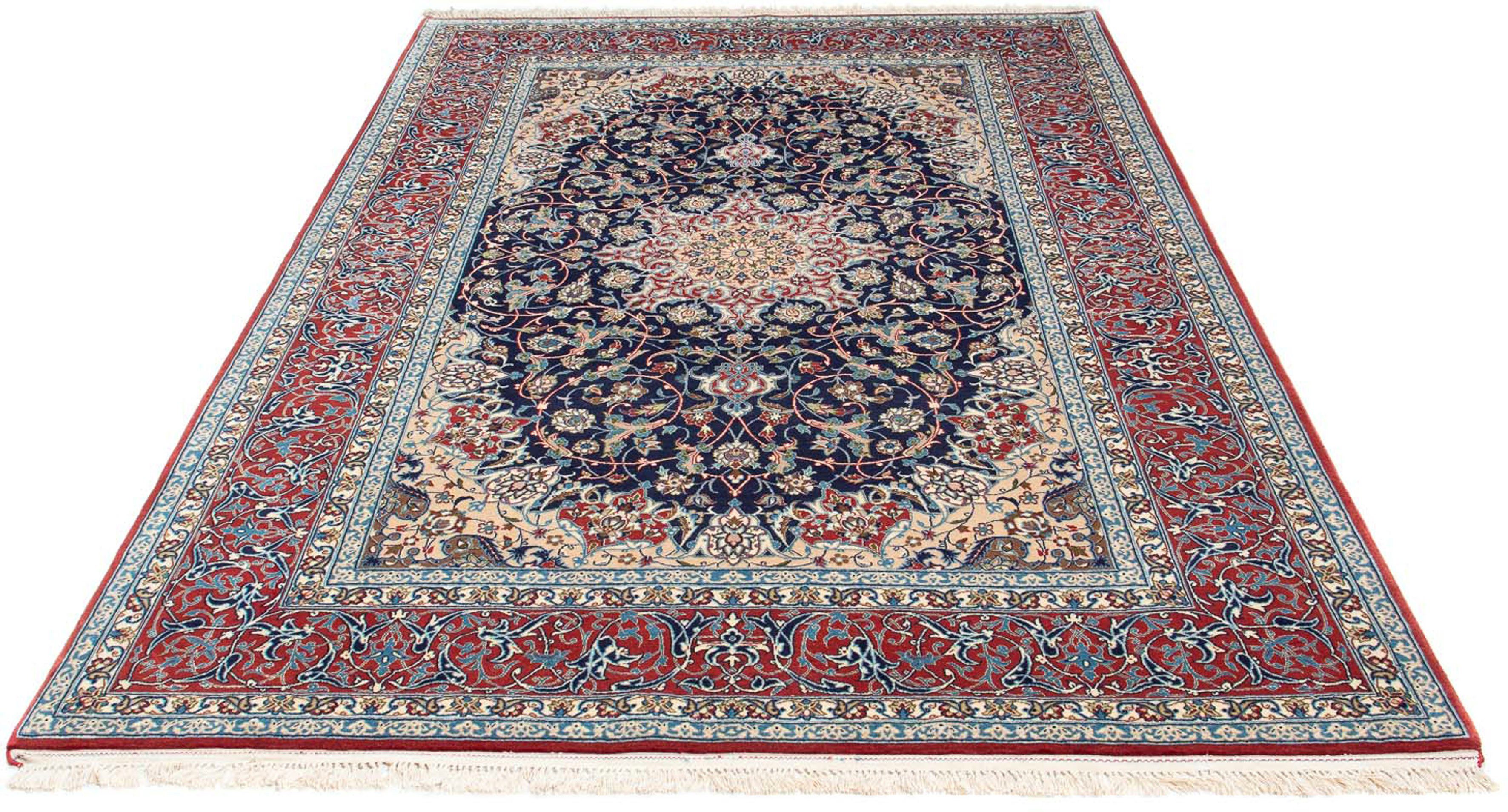 Orientteppich Perser - Isfahan - Premium - 220 x 152 cm - dunkelblau, morgenland, rechteckig, Höhe: 6 mm, Wohnzimmer, Handgeknüpft, Einzelstück mit Zertifikat