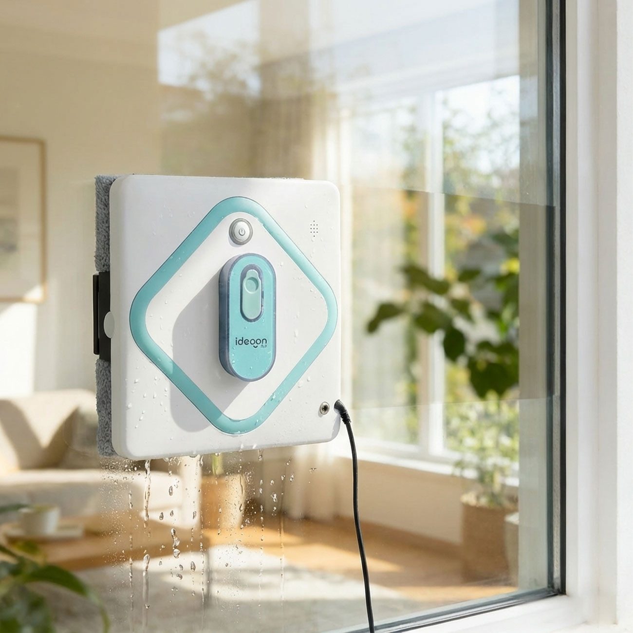 shop'n smile ideoon Fensterputzroboter 3000Pa Glasreinigungsroboter mit App-Steuerung, Fernbedienung, 5 Reinigungsrouten, Notstrom-System, Düsen-Sprühfunktion