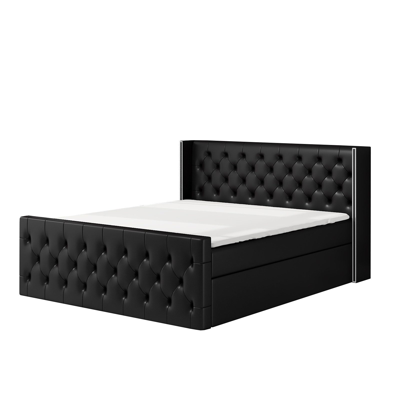 A&J MöbelLand GmbH Boxspringbett LUNA mit 2 Bettkästen, Bonell-Matratze und Topper.