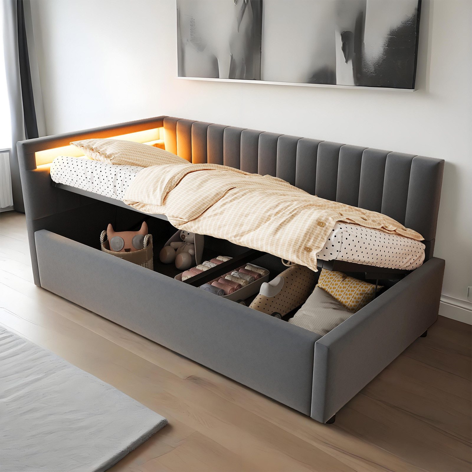 REDOM Polsterbett Schlafsofa Multifunktionsbett, Funktionsbett Stauraumbett günstig online kaufen