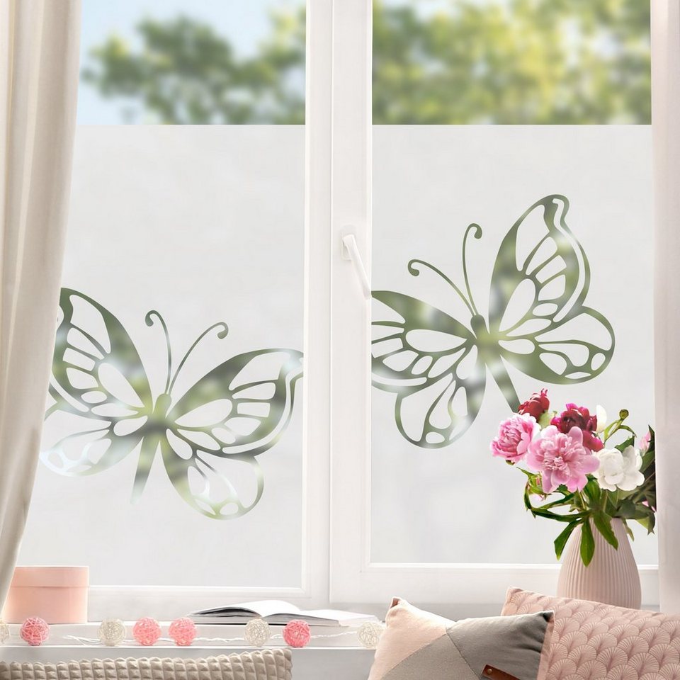Fensterfolie statisch haftend Motiv Fensterdeko Schmetterlingsduo