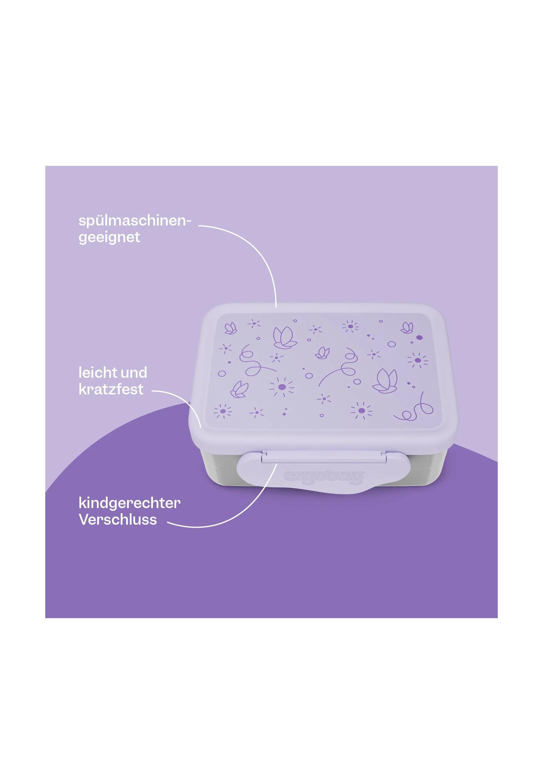 ergobag Lunchbox Edelstahl Brotdose ., Edelstahl, (Edelstahl Brotdose, 3-tlg., 1x Brotdose, 1x Trennfach), spülmaschinengeeignet
