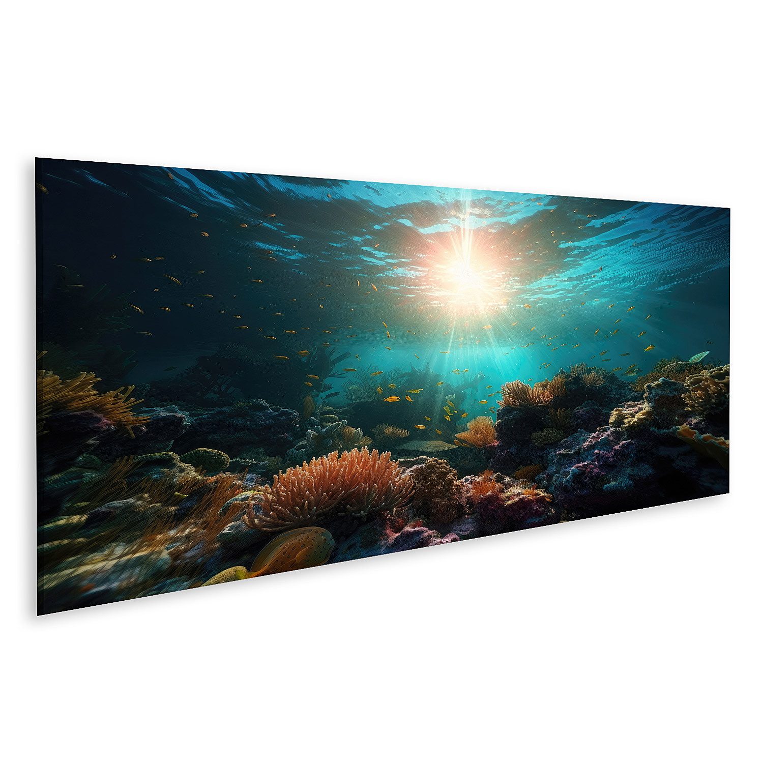 islandburner Leinwandbild Tiere Unterwasserwelt Sonnenstrahlen Korallenriff günstig online kaufen