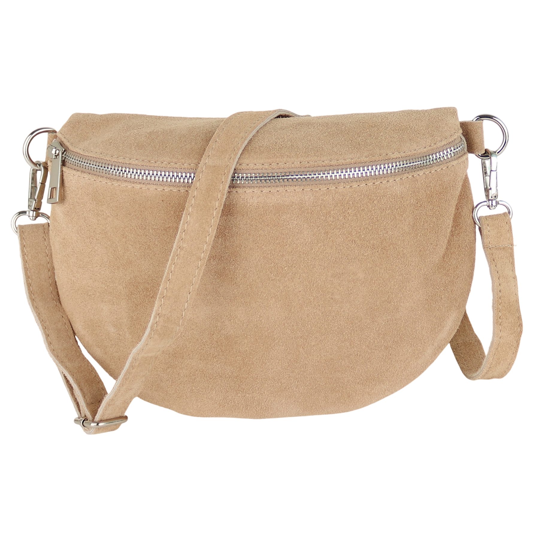 MIRROSI Bauchtasche Damen,Wildleder, Made in Italy,Umhängetasche; Brusttasche (Schultertasche für jeden Anlass (1 Tasche & 1 oder 2 Gurte), 26x20x8 cm, Reißverschlussfach auf der Rückseite), Crossbody Bag, gemusterten& verstellbaren Schulterriemen