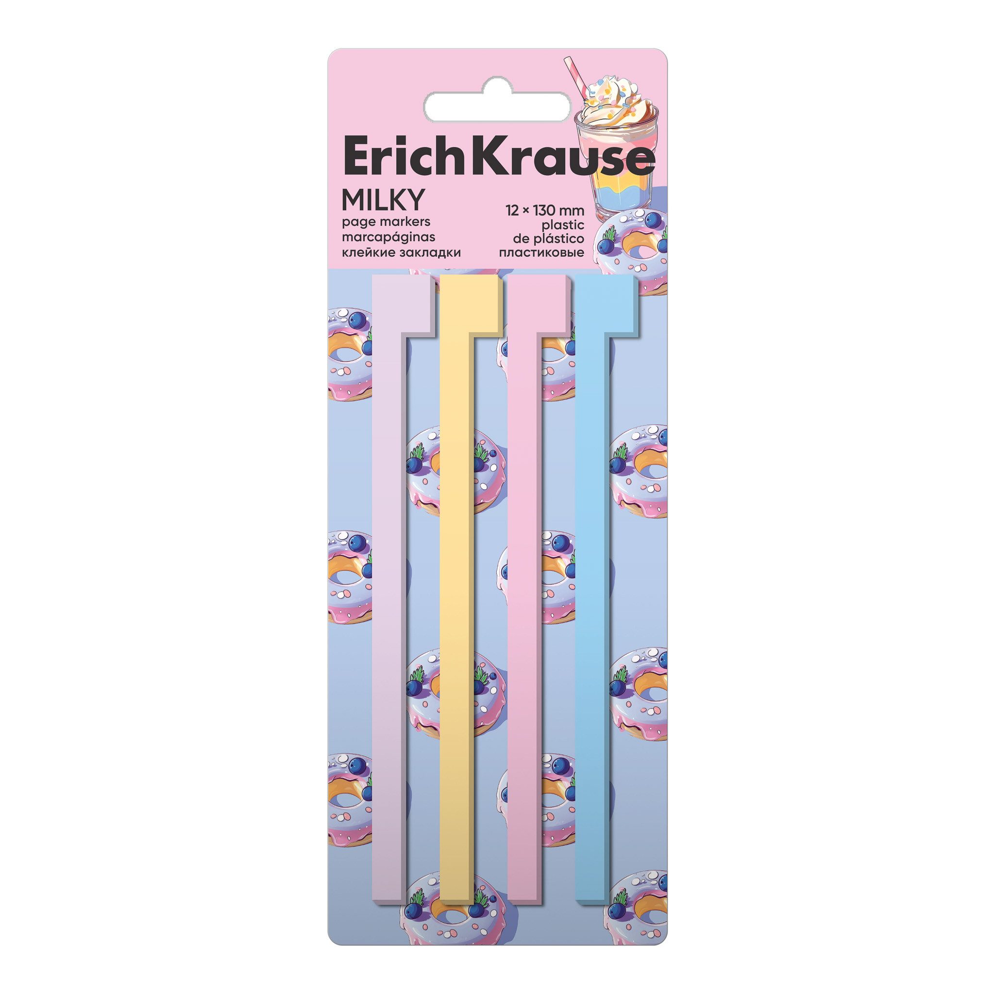 Erich Krause Haftnotizblock, Seitenmarker 12mm Plastik 80 Blatt Pastell