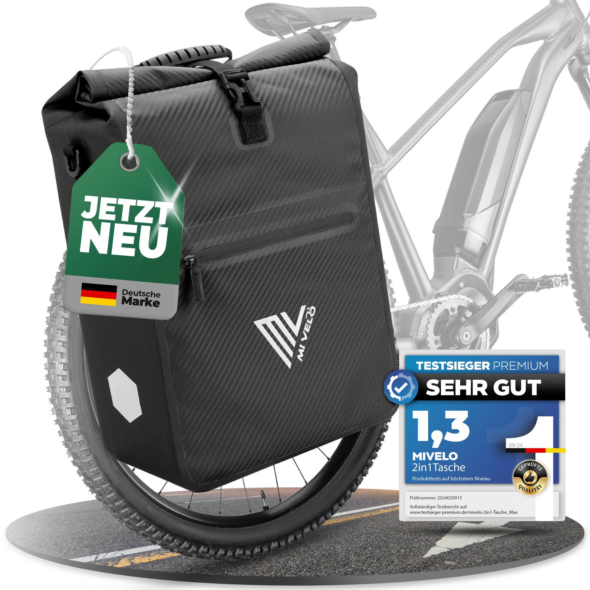 MIVELO Fahrradtasche 2in1 Gepäckträgertasche für Fahrrad wasserdicht (1-tlg), 25 Liter Volumen