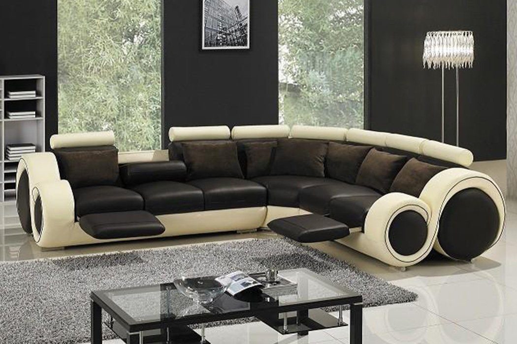 JVmoebel Ecksofa Ecksofa Leder Sofa Couch Polster Eck Sitz Wohnlandschaft Garnitur, Made in Europe Braun
