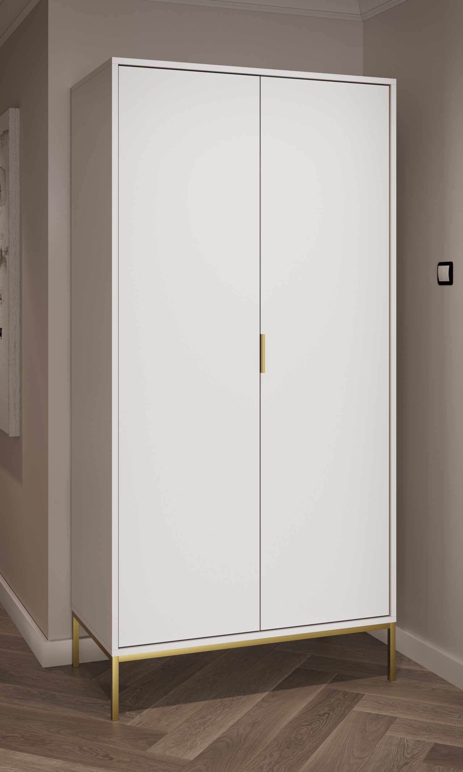 Raumhirsch Furniture Kleiderschrank Austin 100x55x205 cm (Einzelmöbel, Drehtürenschrank mit Regal und Kleiderstange) modernes Design, funktional & langlebig, elegantes Finish
