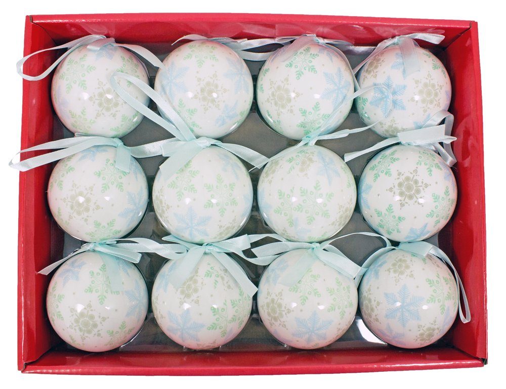 Trachtenland Weihnachtsbaumkugel Kunststoff Weihnachtskugeln 6cm 12-tlg. - Schneefl