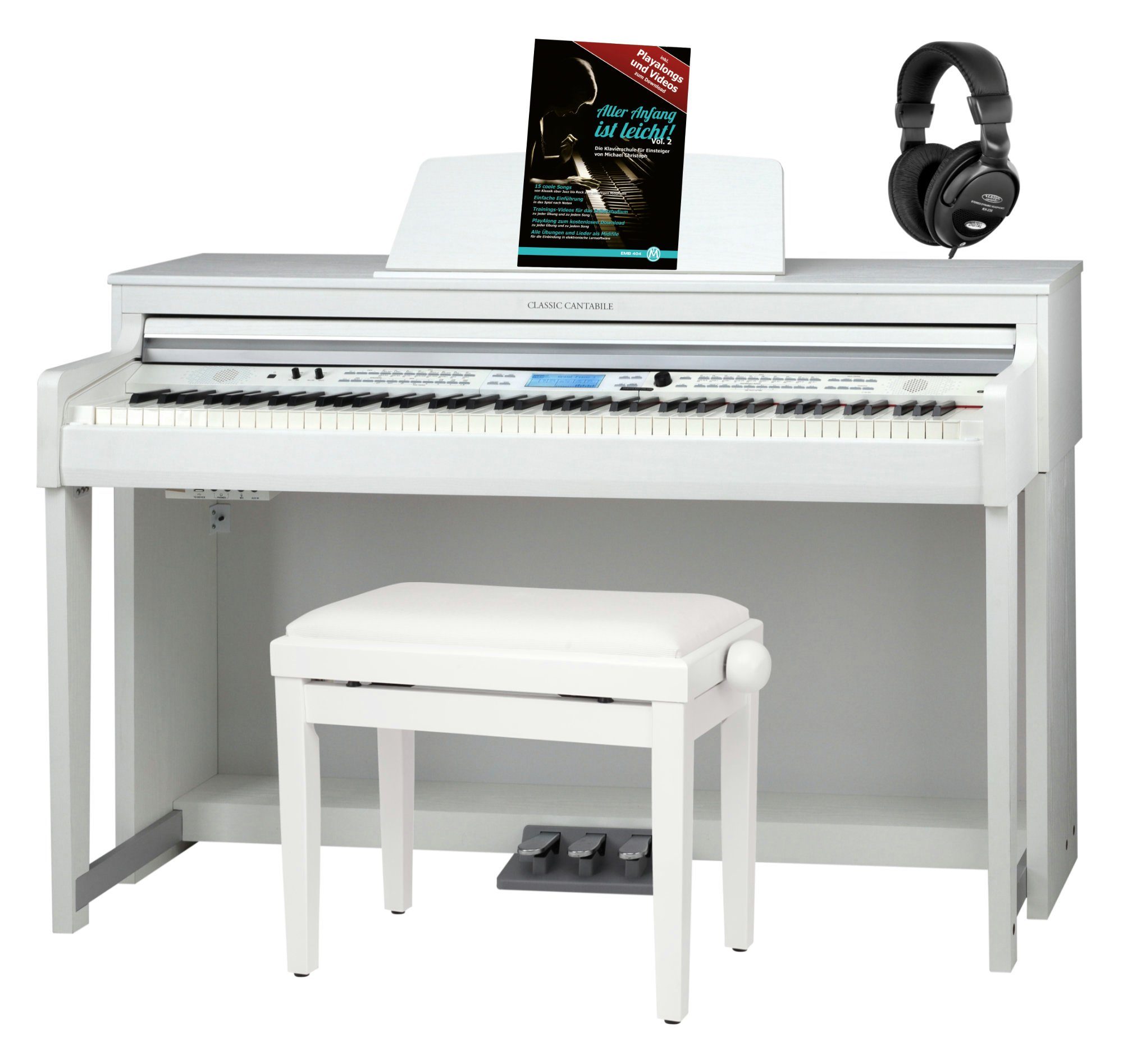 Classic Cantabile Digitalpiano DP-A 610 E-Piano Set - 88 Tasten mit Graded Hammer-Tastatur (Spar-Set, inkl. Klavierbank, Kopfhörer & Schule), 1200 Voices, USB MIDI, Bluetooth, Begleitautomatik, Aufnahmefunktion