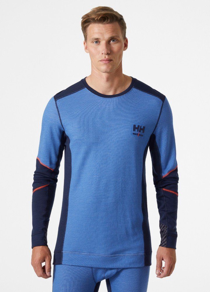 Hansen Longsleeve Crewneck Lifa Navy/Stone Helly Merino Hansen workwear Helly Blue