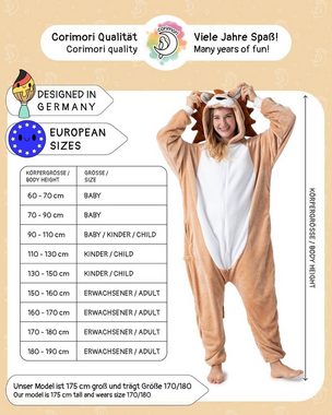 Corimori Partyanzug Flauschiges Löwen-Kostüm für Erwachsene mit Haarreif,  Karneval Kostüm, Löwen