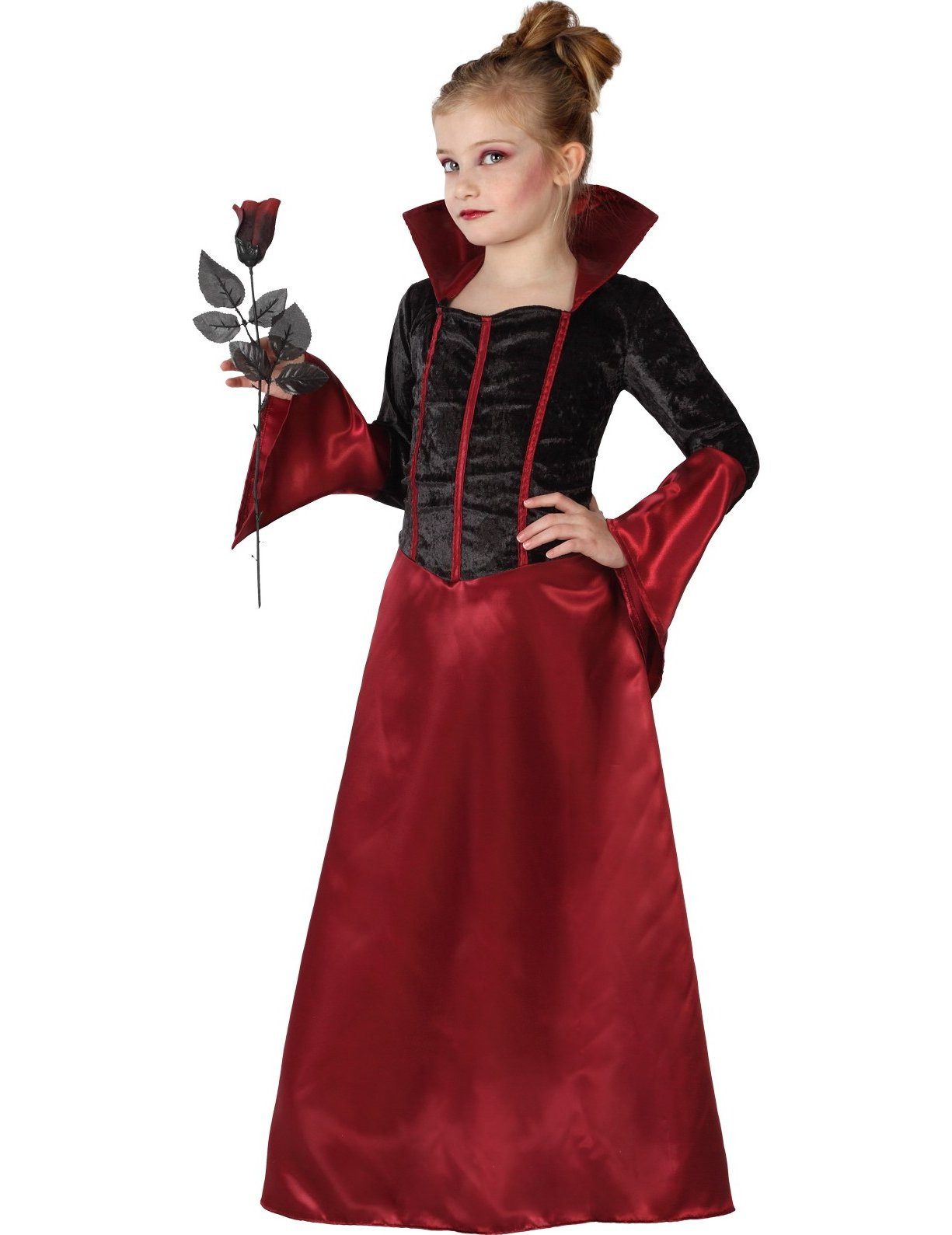 atosa Kostüm Elegante Vampirin Halloween-Kinderkostüm schwarz-rot